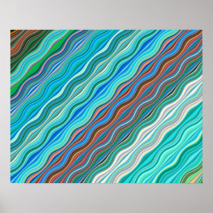 Motif des vagues Abstraites Vintages  Poster