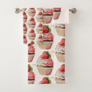Motif dessert sucré fraise Cupcake