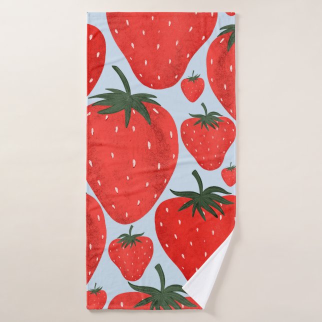 Motif d'été avec fraises isolées à la lumière (Serviette de bain)