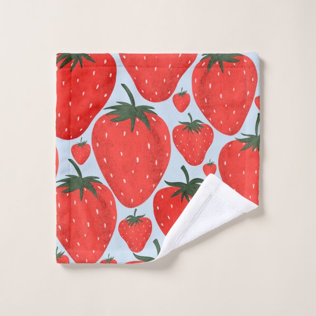 Motif d'été avec fraises isolées à la lumière (Gant de toilette)
