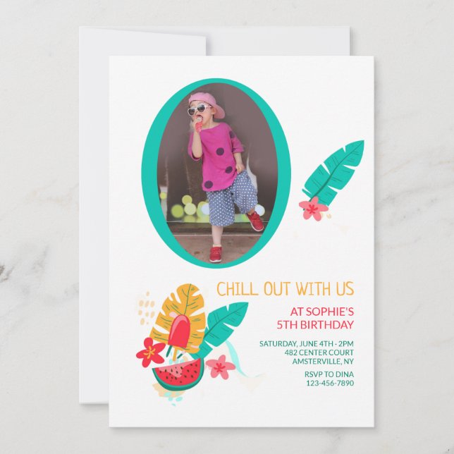 Motif d'été Photo Invitation d'anniversaire (Devant)