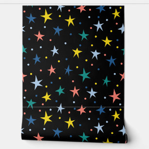 Motif d'étoile abstraite Papier peint bleu