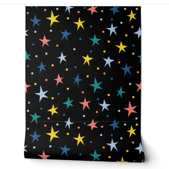 Motif d'étoile abstraite Papier peint bleu (Déroulement)