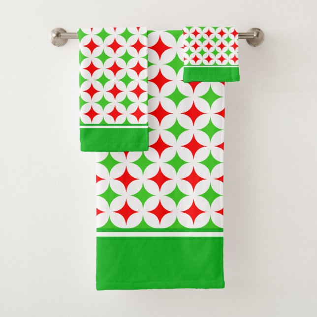 Motif d'étoile en diamant vert et rouge sur fond b (En situation)