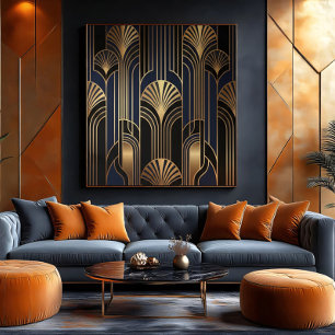 Motif d'éventail doré Art Déco luxueux