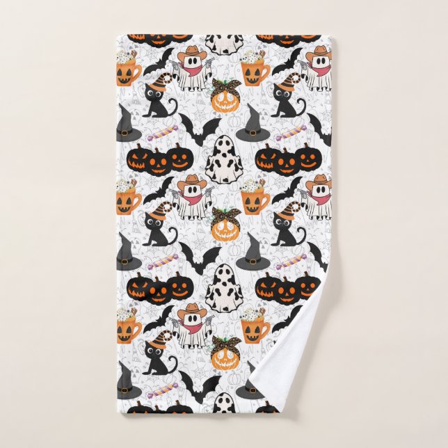 Motif d'Halloween. Éffrayant et mignon (Serviette à main)