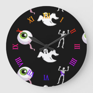 Motif d'Halloween sur grande horloge noire