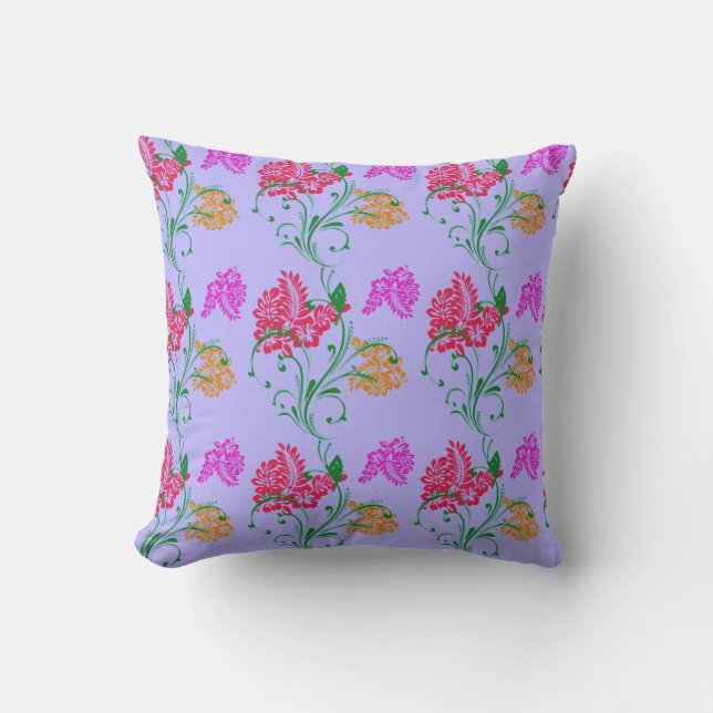 Motif d'Hibiscus lumineux sur Lilac Coussin (Recto)