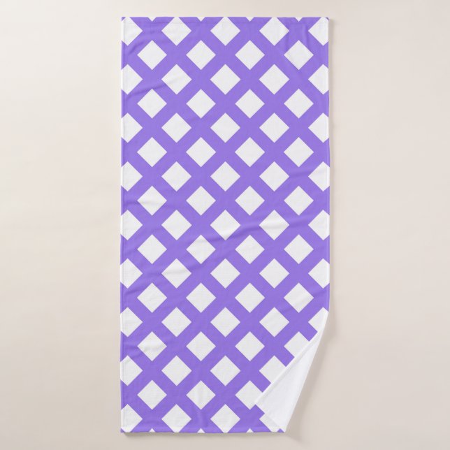 Motif diamant à carreaux blanc violet (Serviette de bain)