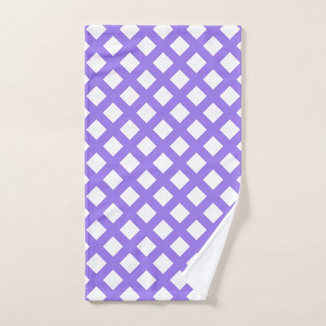 Motif diamant à carreaux blanc violet (Serviette à main)