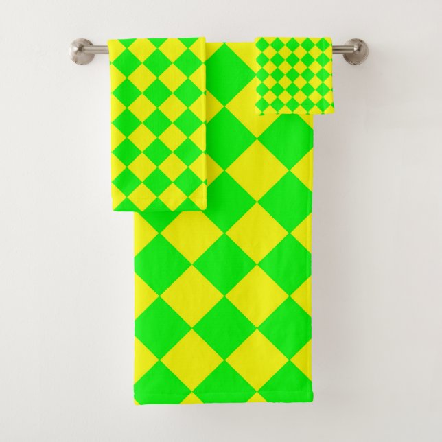 Motif diamant à carreaux jaune vert  (En situation)