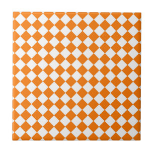 Motif diamant à carreaux orange et blanc