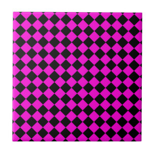 Motif diamant à carreaux rose noir
