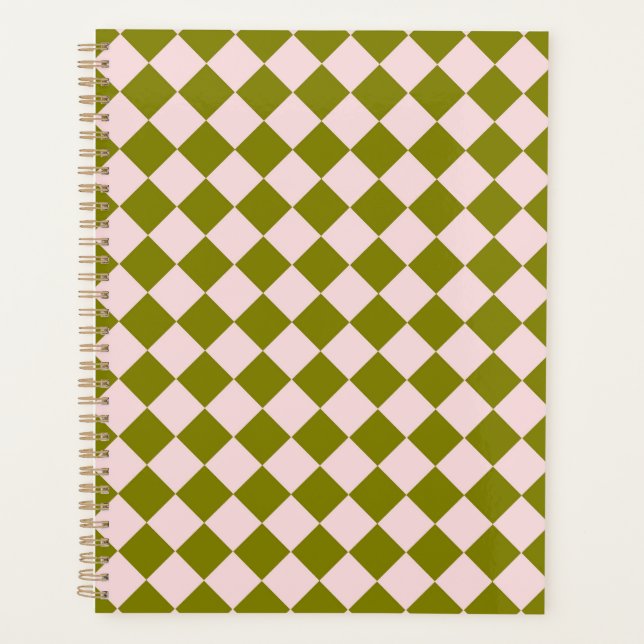 Motif diamant à carreaux rose vert (Devant)