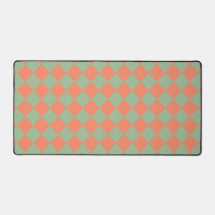 Motif diamant à carreaux vert olive rose saumon