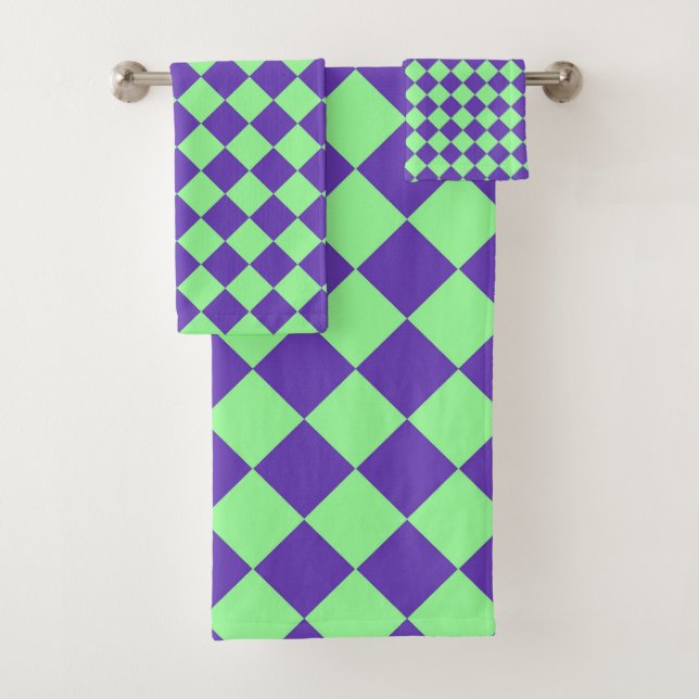 Motif diamant à carreaux violet vert  (En situation)