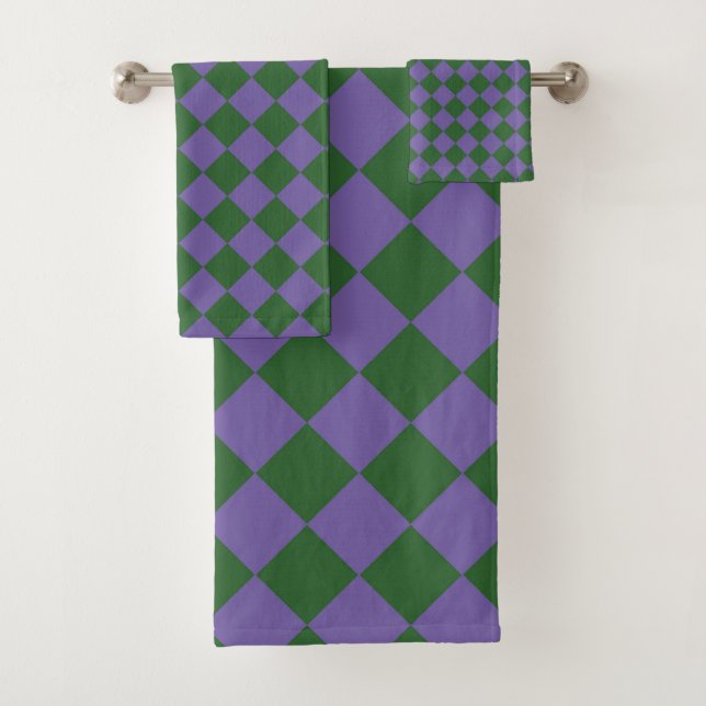 Motif diamant à carreaux violet vert  (En situation)