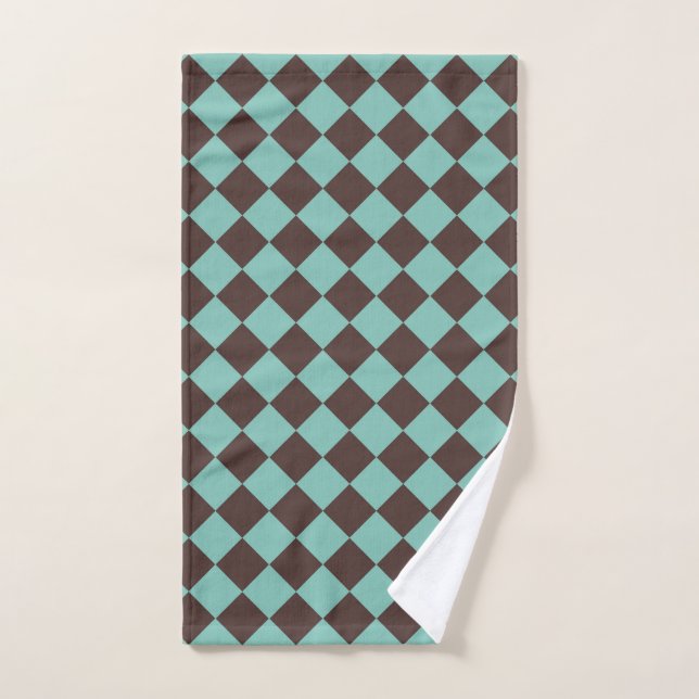 Motif diamant Brown Turquoise Checker  (Serviette à main)