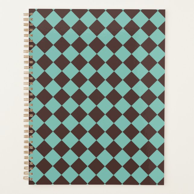 Motif diamant Brown Turquoise Checker  (Devant)