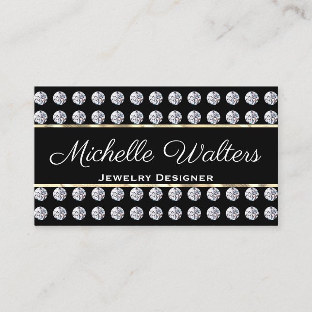 Motif diamant | Carte de visite Gold Trim (Devant)
