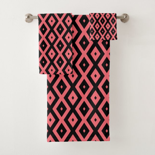 Motif diamant corail et noir (En situation)