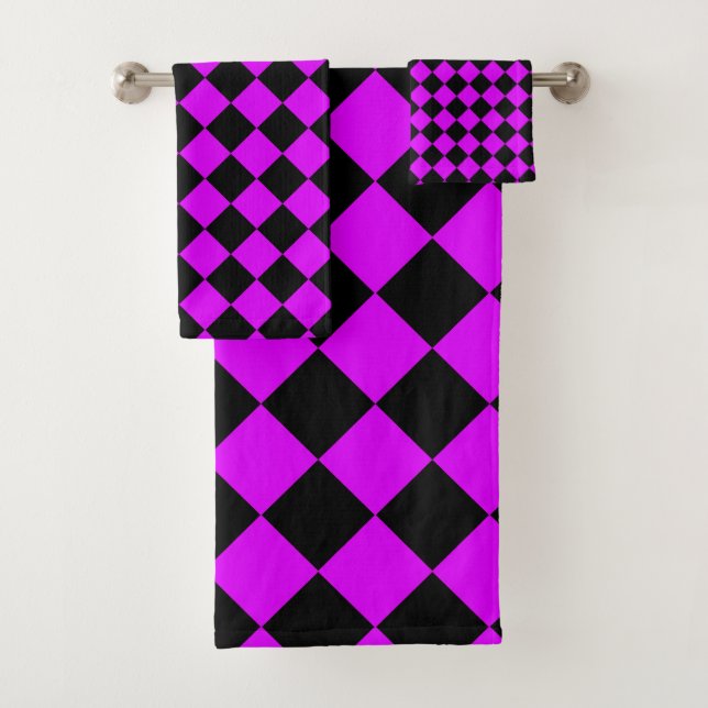 Motif diamant damier noir violet (En situation)