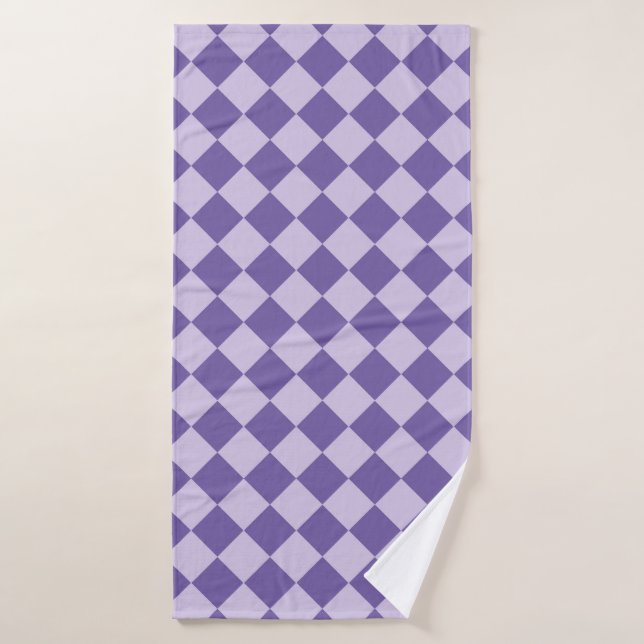 Motif diamant damier violet (Serviette de bain)