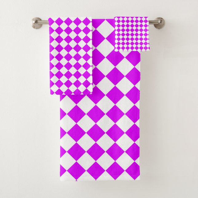 Motif diamant de Checker blanc violet (En situation)