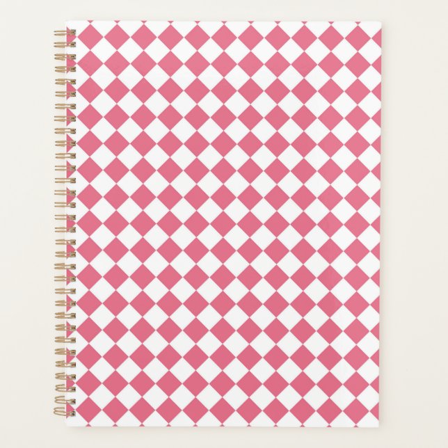 Motif diamant du Vérificateur blanc rose (Devant)