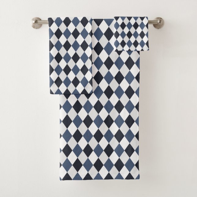 Motif diamant en harlequin gris et blanc (En situation)