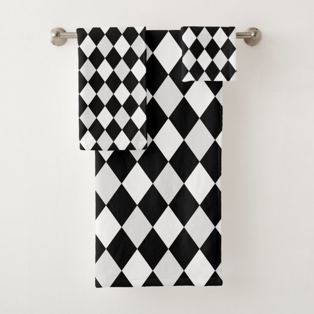 Motif diamant en harlequin noir et blanc (En situation)