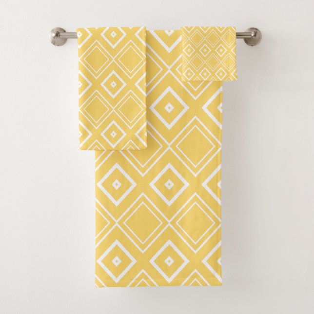 Motif diamant géométrique moderne jaune et blanc (En situation)
