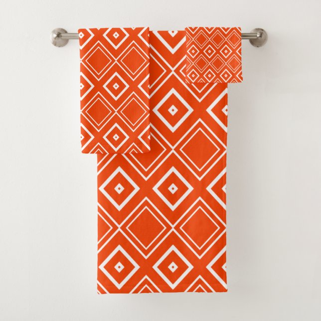 Motif diamant géométrique moderne orange et blanc (En situation)