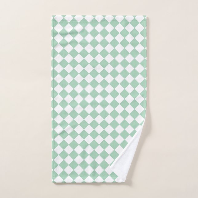 Motif diamant Green White Checker (Serviette à main)