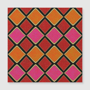 Motif diamant Harlequin vibrant en rouge, orange, 