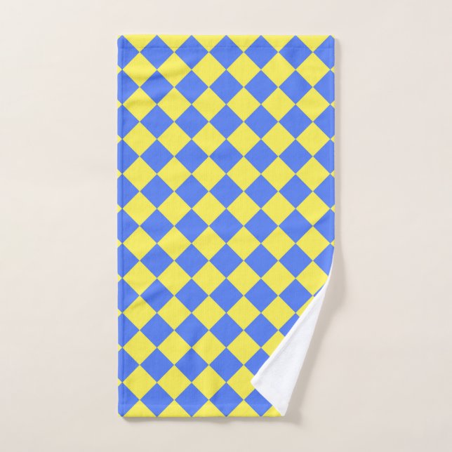 Motif diamant jaune bleu Checker (Serviette à main)