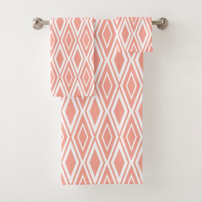 Motif diamant moderne abricot et blanc (En situation)