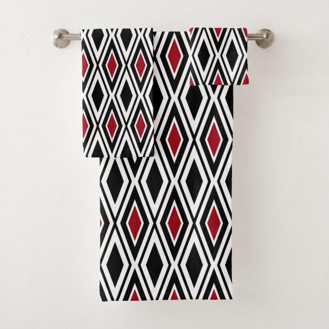 Motif diamant noir blanc rouge moderne (En situation)