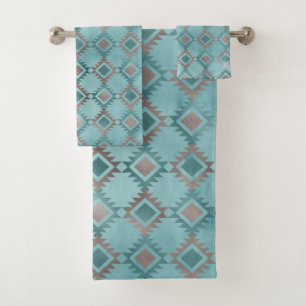 Motif Diamant Or Bleu Aztec Sud-Ouest