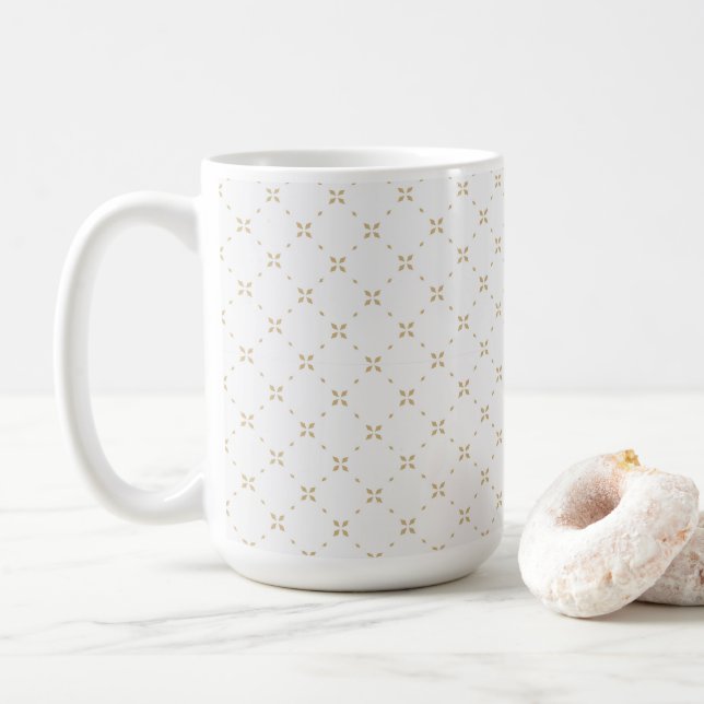 Motif diamant sur Mug de café blanc (Avec donut)
