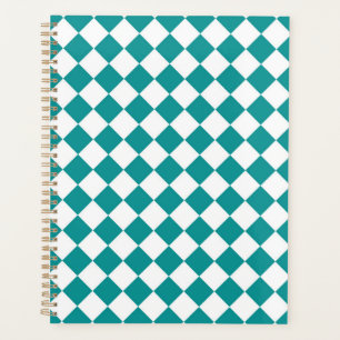 Motif diamant turquoise blanc Checker