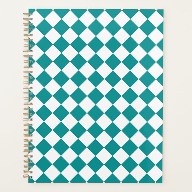 Motif diamant turquoise blanc Checker (Devant)