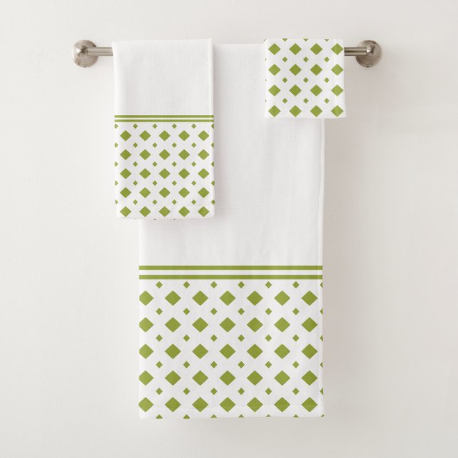 Motif diamant vert olive et blanc (En situation)
