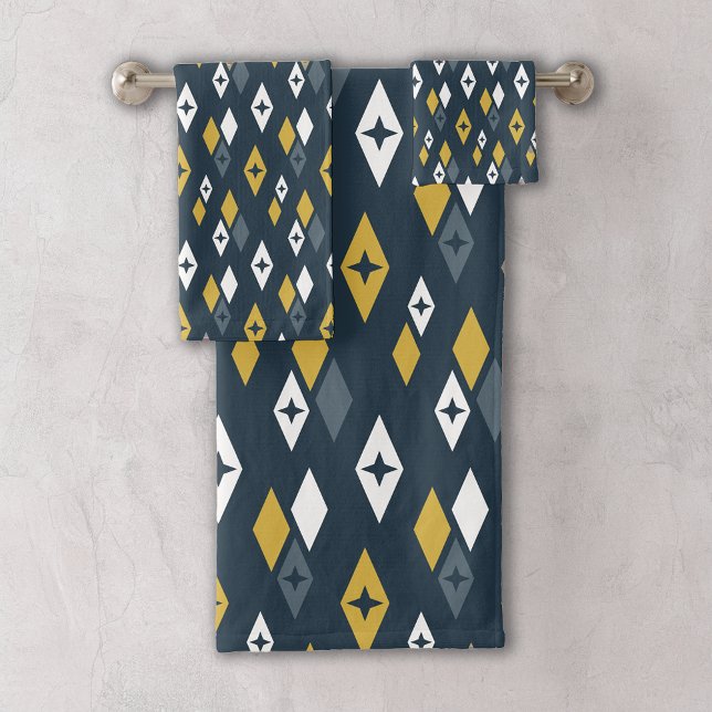 Motif diamants Atomic MCM Navy, Jaune Moutarde (Créateur téléchargé)