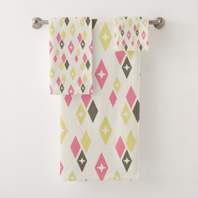 Motif Diamants Atomiques MCM Rose, Jaune, Vert (En situation)
