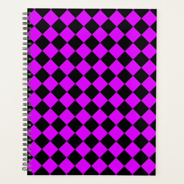 Motif Diamond de damier noir violet (Devant)