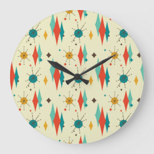 Motif Diamond, horloge murale moderne du milieu du