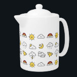 Motif d'icônes météo mignonne<br><div class="desc">Adorable icônes météorologiques illustrées motif avec nuages, arcs-en-ciel, soleil souriant, lune et étoiles.</div>