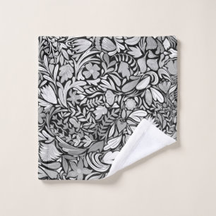 Motif d'illustration Feuilles floraux noirs argent