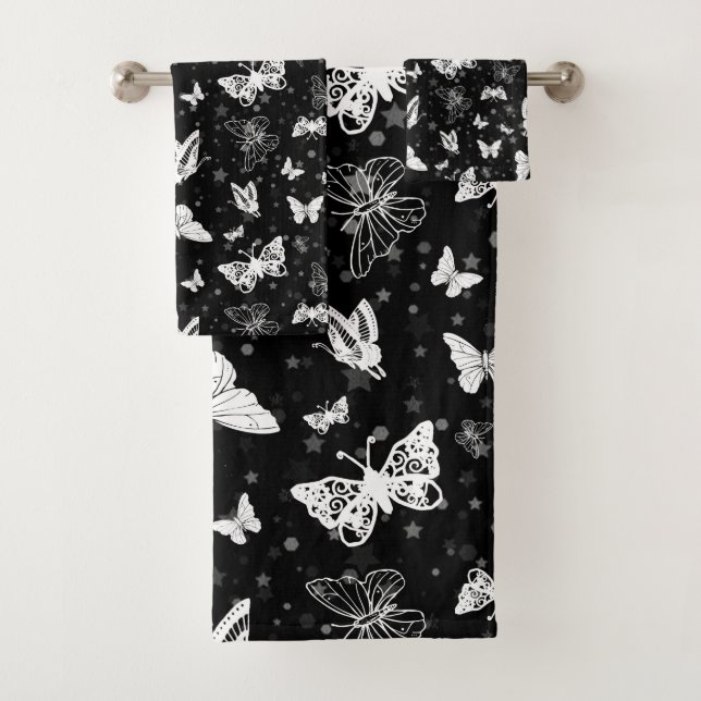 Motif d'illustration noir blanc papillon (En situation)
